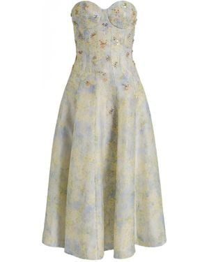 Alberta Ferretti Floral Midi Dress - White