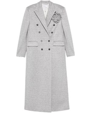 GIUSEPPE DI MORABITO Rose-Embellished Double-Breasted Coat - Grey