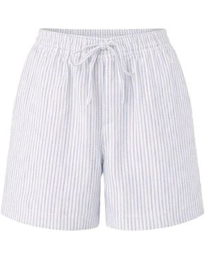Officine Generale Pantalones Cortos A Rayas - Blanco