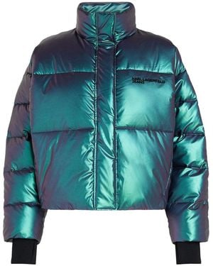 Karl Lagerfeld Schimmernde Daunenjacke - Blau