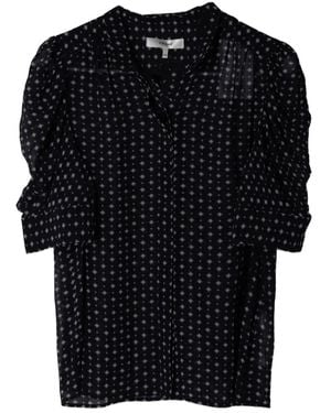 FRAME Tie Print Top - Black
