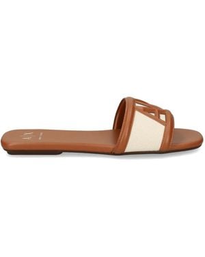 ARMANI EXCHANGE Logo-Detail Sandals - Brown