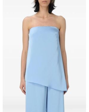 Hanita Asymmetric Strapless Top - Blue