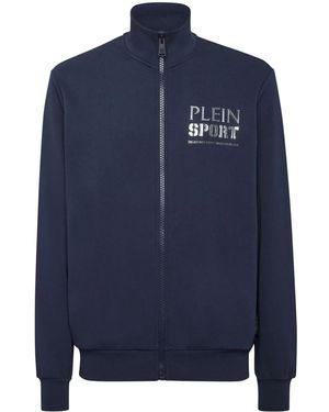 Philipp Plein Tiger Print Zip-Up Sweatshirt - Blue