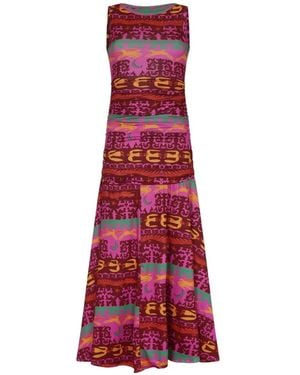 Carolina K Graphic-Print Ruched Dress - Red