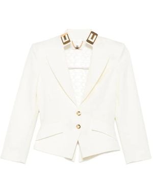 Elisabetta Franchi Logo-Plaque Peak-Lapels Jacket - White