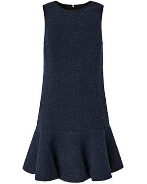 Pinko Textured Sleeveless Mini Dress With Ruffled Hem - Blue