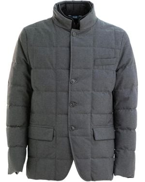 Fay Check-Pattern Jacket - Grey