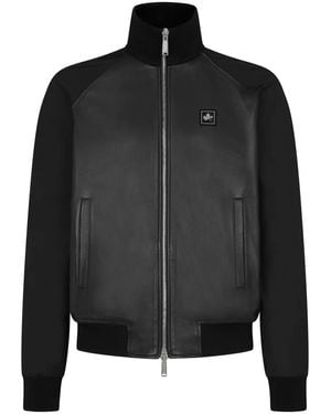 DSquared² Panelled Leather Track Jacket - Black