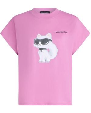 KARL LAGERFELD Choupette-Print Oversized T-Shirt - Pink
