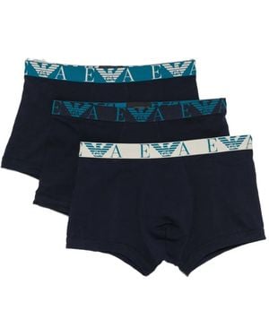 Emporio Armani Logo-Waistband Boxers (Pack Of Three) - Blue