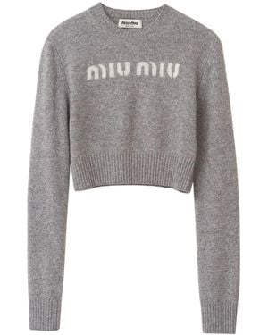 Miu Miu Maglione Con Logo - Grigio