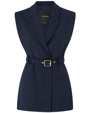 Pinko Vest With Open Sides And Belt - Blue