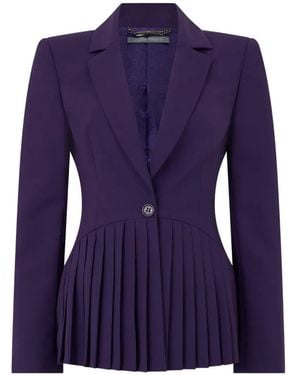 Alberta Ferretti Pleated Single-Breasted Blazer - Purple