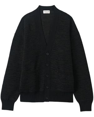 Johnstons of Elgin Textured-Finish V-Neck Cardigan - Black