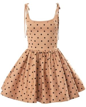 Carolina Herrera Schleifenträger-Minikleid Mit Polka Dots - Braun