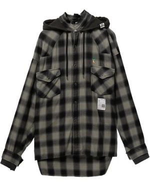 Maison Mihara Yasuhiro Hooded Plaid Shirt - Black