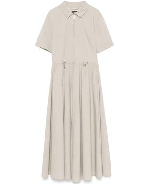 Add Drawstring-Waist Midi Dress - White