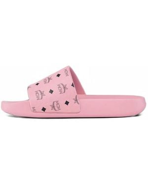 MCM Claquettes À Imprimé Visetos - Pink