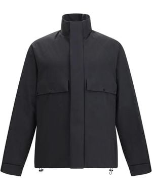 Moncler High-Neck Flap-Pocket Jacket - Blue
