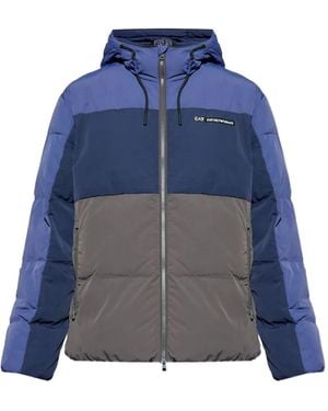 EA7 Hooded Colour-Block Jacket - Blue
