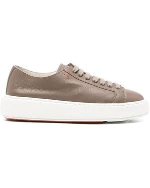 Santoni Lace-Up Leather Sneakers - Brown