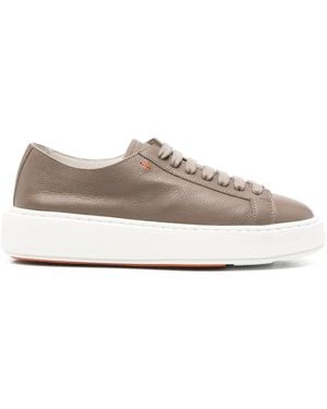 Santoni Lace-Up Leather Trainers - Brown