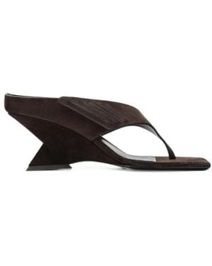 The Attico Cheope Suede Wedge Sandals - White