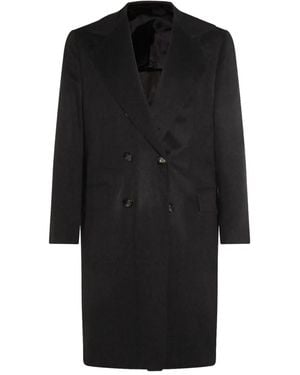 Kiton Double-Breasted Cashmere Coat - Black