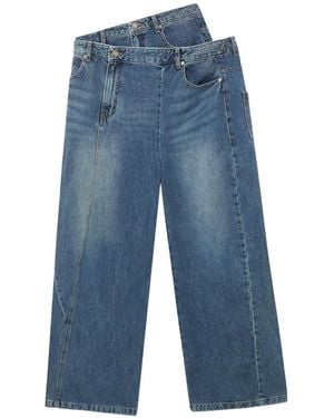 Juun.J Paneled Wide Jeans - Blue