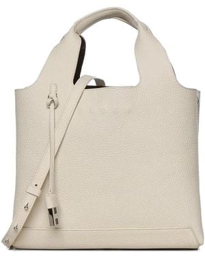 Hogan Grained Leather Tote Bag - Natural