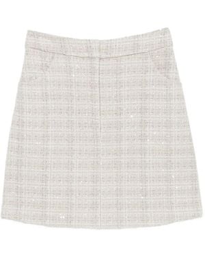 Emporio Armani チェック スパンコール ミニスカート - ホワイト