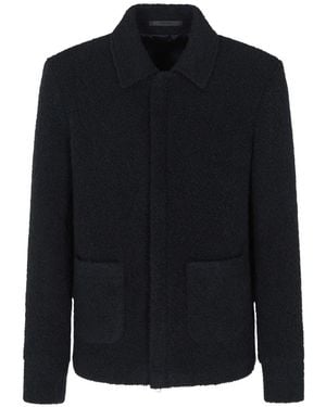 Giorgio Armani Manteau Texturé Zippé - Black