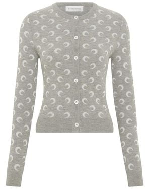 Marine Serre Moon Wool Blend Cardigan - Grey