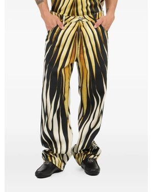 Roberto Cavalli Flame-Print Trousers - Black