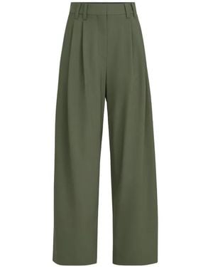 Brunello Cucinelli Tropical Luxury Wool Tailored Pants With Monili - Green