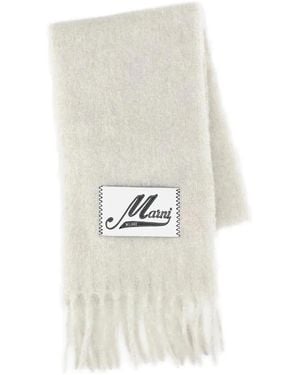 Marni Brushed Fringed Scarf - White