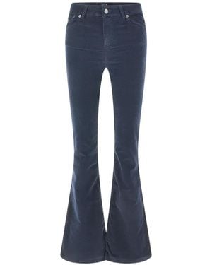 Lois Corduroy Flared Trousers - Blue