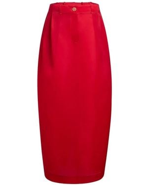 KHAITE Lucian Silk Skirt - Red