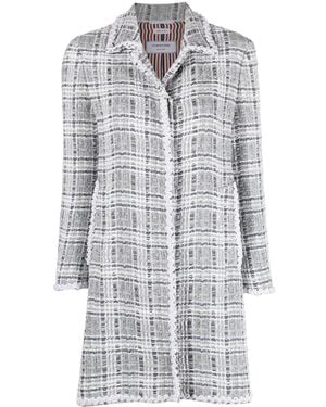 Thom Browne Crochet-Appliqué Tweed Coat - Grey