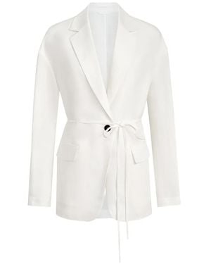 Brunello Cucinelli Viscose And Linen Fluid Twill Blazer With Monili - White