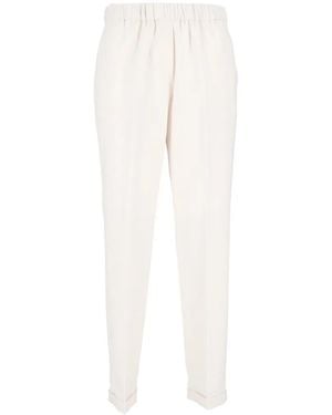 Antonelli Elasticated-Waistband Turn-Up Pants - White