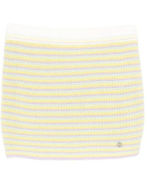 CASABLANCA Striped Bourgeois-Style Miniskirt - Natural