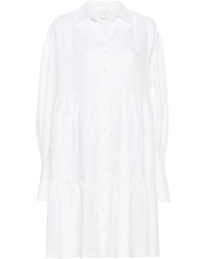 Eleventy Tiered Linen Mini Dress - White