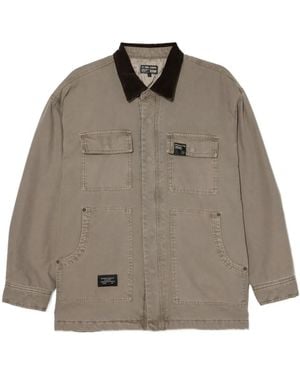 Izzue Logo-Patch Jacket - Brown