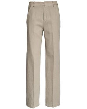 Dondup Wide-Leg Belt-Loop Trousers - Natural