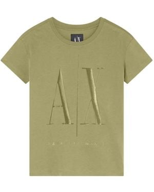 ARMANI EXCHANGE Logo-Embroidered T-Shirt - Green
