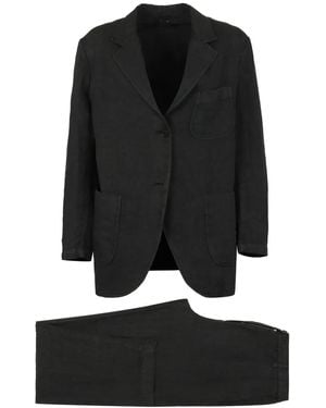 Aspesi Linen Single-Breasted Suit - Black