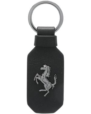 Ferrari Prancing Horse Leather Keyring - Black