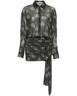 Patrizia Pepe Patrizia-Print Draped Dress - Black